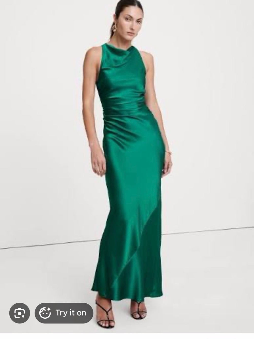 Banana Republic Emerald Green Satin Maxi Dress